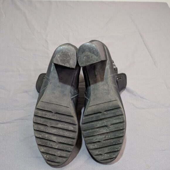 Artica Black Leather Chunky Heel Ankle Boots Size 8.5 - Picture 8 of 8